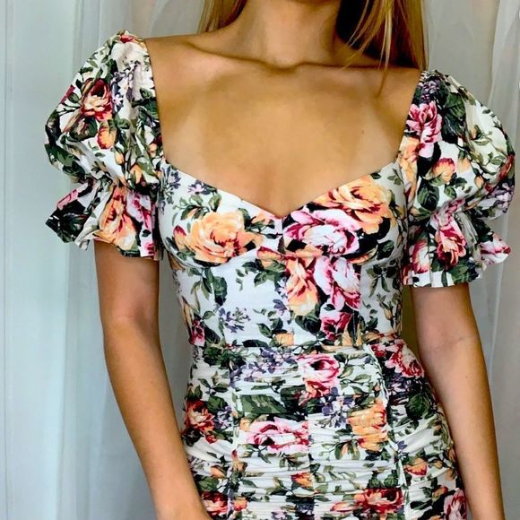 OLIVACEOUS PUFF SLEEVE OFF SHOULDER RUCHED MINI - Picture 2 of 4